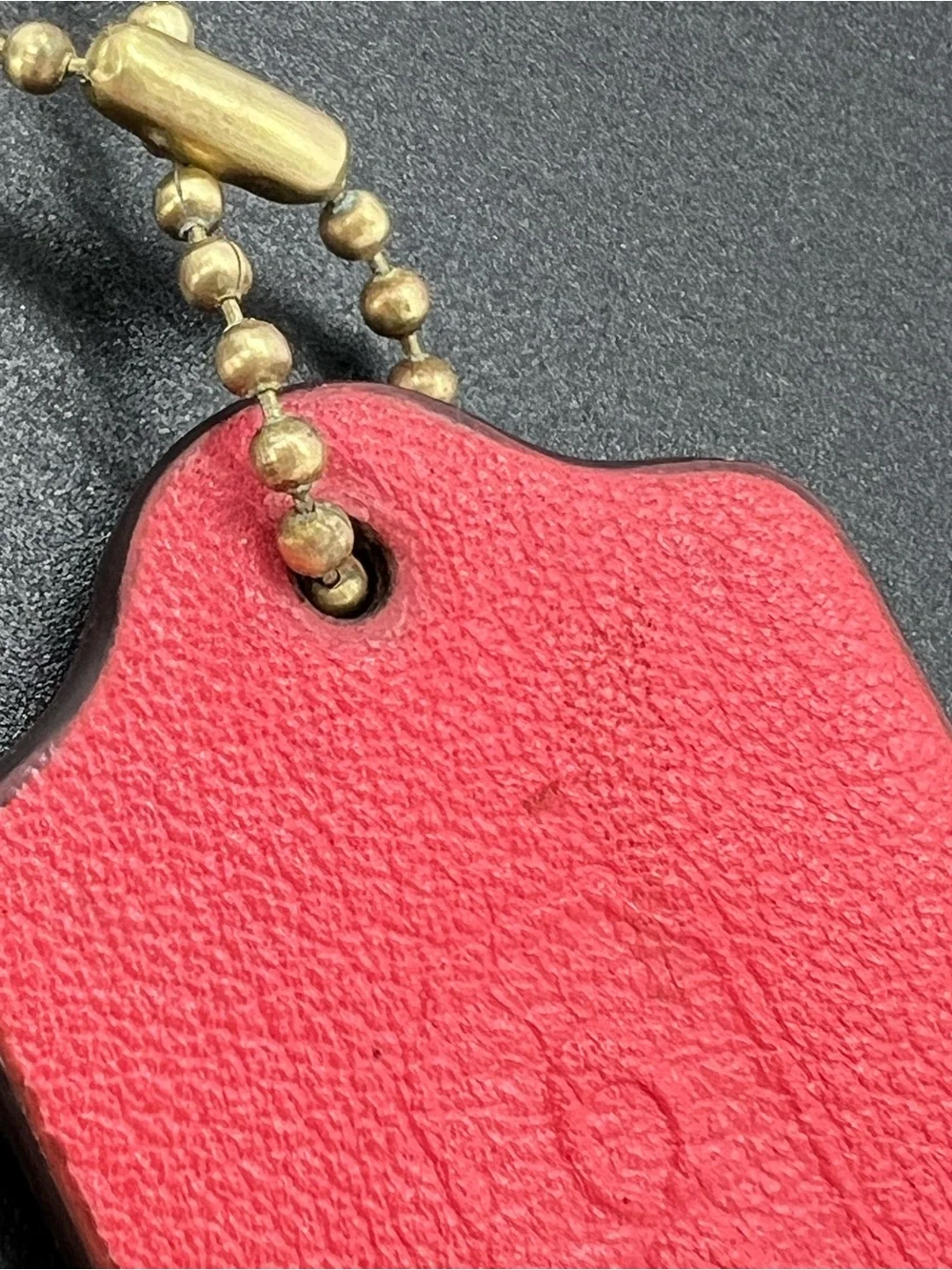 Coach Red Leather Gold Metal Dual Hang Tag Bag Charm Replacement Vintage